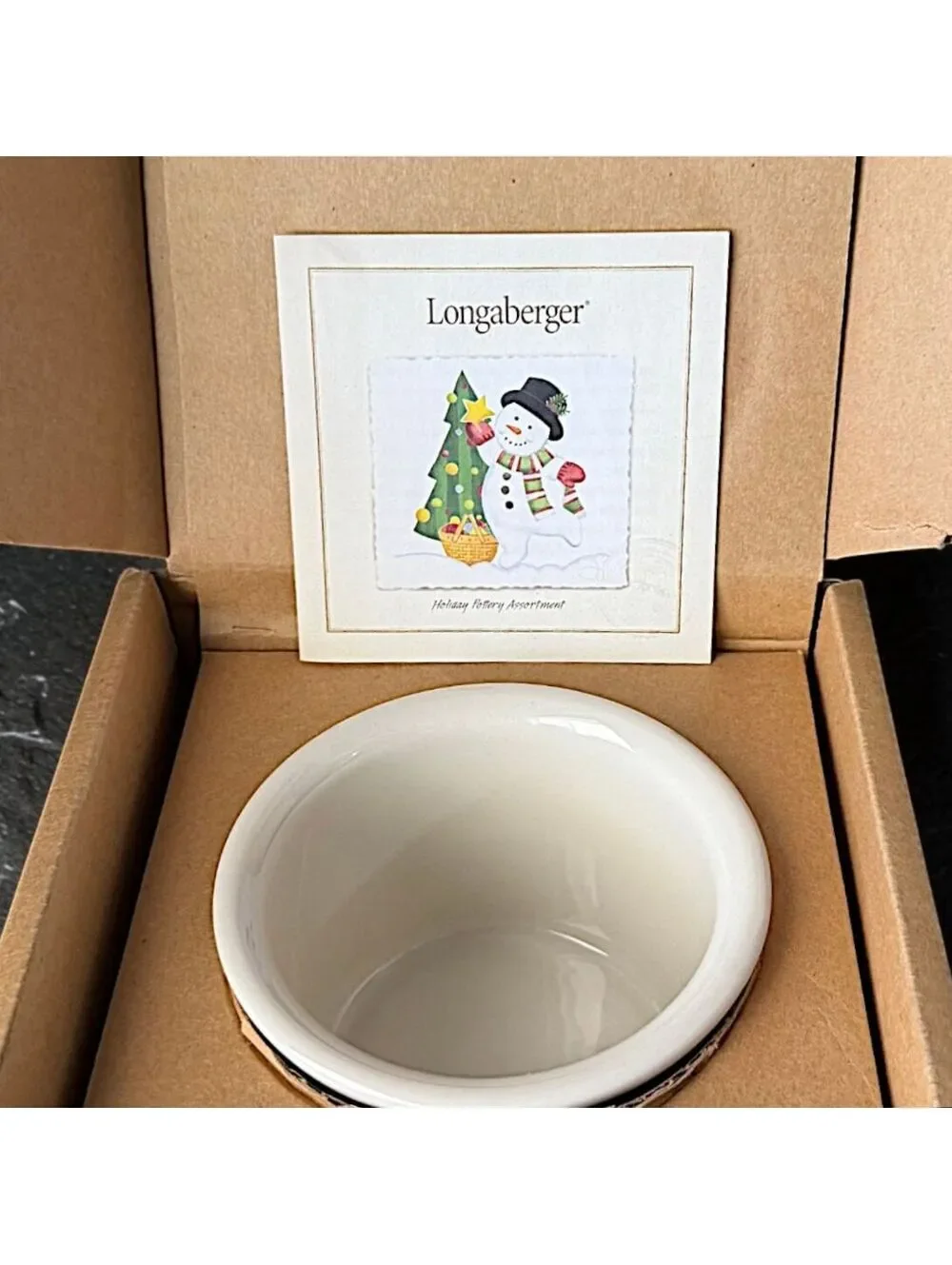 Small Longaberger Holiday One Pint Crock Christmas Snowflake Pottery In Box 3.5